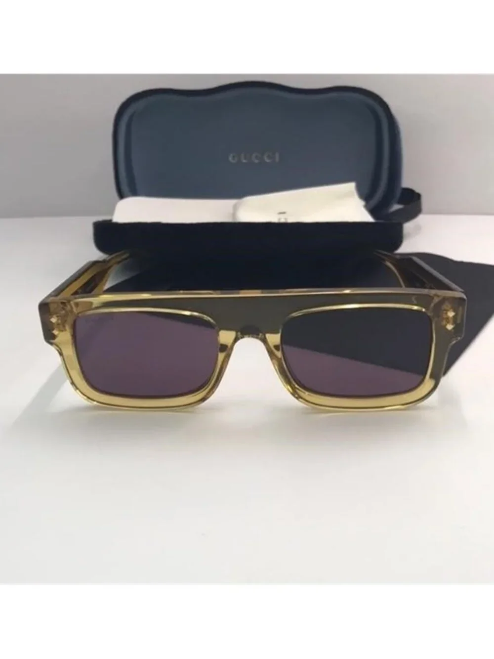 New - GUCCI EYEWEAR GG1085S SUNGLASSES Yellow & Grey